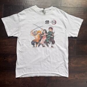 Demon Slayer Shirt Men's 100% Cotton Large L Anime T-Shirt White • Large